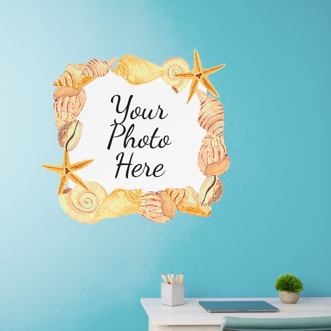 Add Photo Sea Shells Coastal Beach Frame 36" Wall Decal (Home Office)