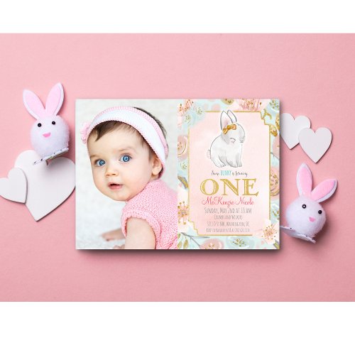 ADD PHOTO _ Some Bunny 1st Birthday Invitation