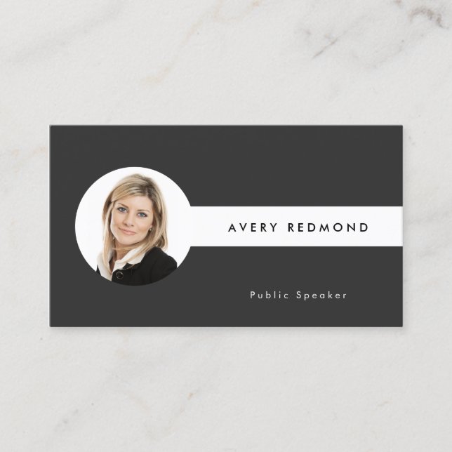 Add Photo Template Professionals Black and White Business Card (Front)