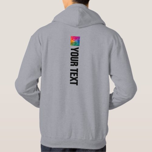 Add Photo Text Mens Modern Double Sided Print Grey Hoodie