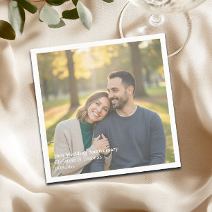 Add Photo Text Overlay 10th Wedding Anniversary Napkins