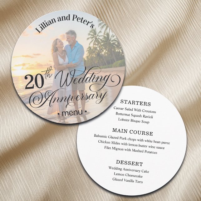 Add Photo Text Overlay 20th Wedding Anniversary  Menu (Creator Uploaded)