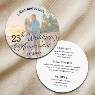 Add Photo Text Overlay 25th Wedding Anniversary Menu