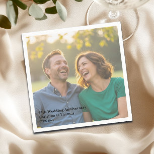 Add Photo Text Overlay 25th Wedding Anniversary Napkins