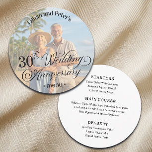 Add Photo Text Overlay 30th Wedding Anniversary Menu