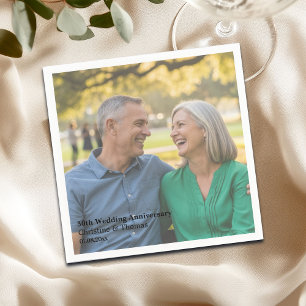 Add Photo Text Overlay 30th Wedding Anniversary  Napkins