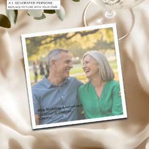 Add Photo Text Overlay 40th Wedding Anniversary  Napkins