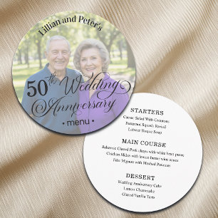 Add Photo Text Overlay 50th Wedding Anniversary Menu