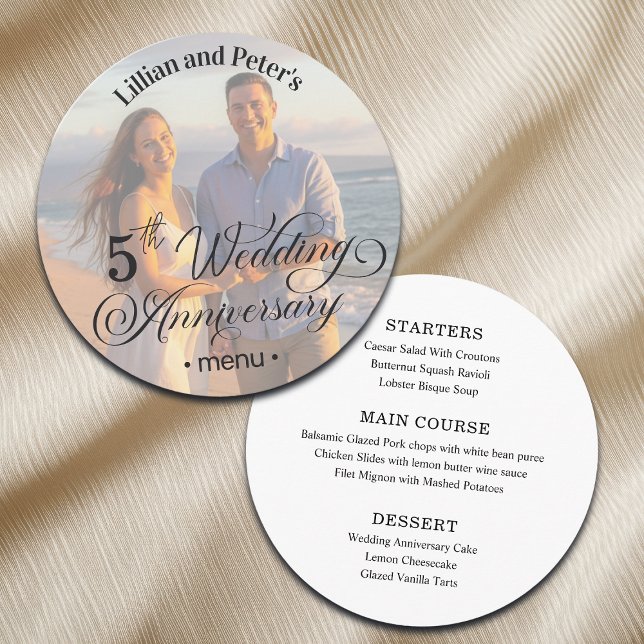 Add Photo Text Overlay 5th Wedding Anniversary  Menu (Creator Uploaded)