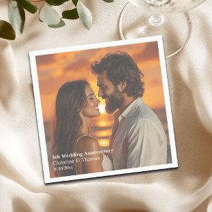 Add Photo Text Overlay 5th Wedding Anniversary Napkins