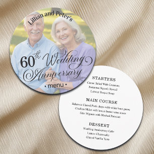 Add Photo Text Overlay 60th Wedding Anniversary Menu