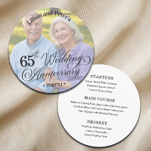 Add Photo Text Overlay 65th Wedding Anniversary Menu