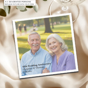 Add Photo Text Overlay 65th Wedding Anniversary  Napkins