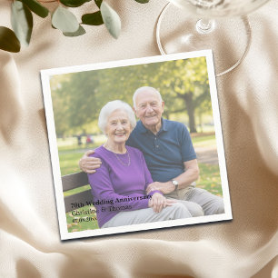 Add Photo Text Overlay 70th Wedding Anniversary Napkins