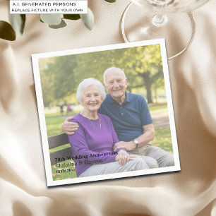 Add Photo Text Overlay 70th Wedding Anniversary Napkins