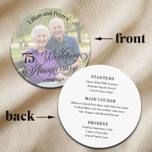 Add Photo Text Overlay 75th Wedding Anniversary Menu
