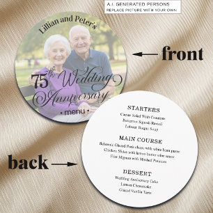 Add Photo Text Overlay 75th Wedding Anniversary  Menu