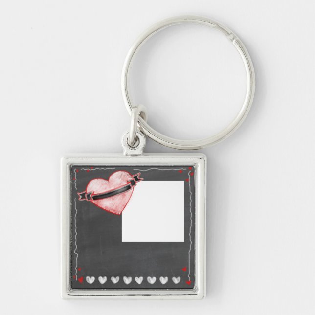 Add photo, text to chalkboard gift, online design keychain (Front)