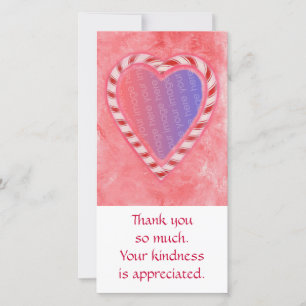 Add Photo thank you cards, Christmas candy heart Card