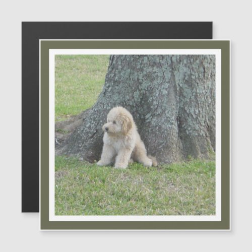 Add Photo to Square Template Moss Green Magnet