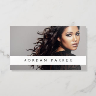 Add photo trendy fashion model white raised spot UV business card