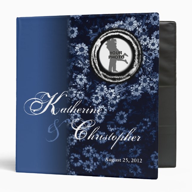 Add Photo Wedding Binder Blue Floral (Front/Inside)