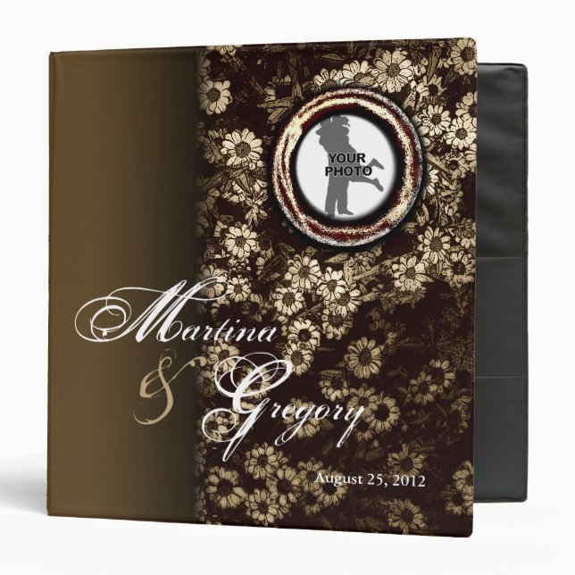 Add Photo Wedding Binder Gold Floral (Front/Inside)