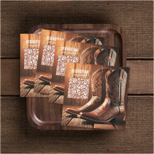 Add Photo Western Magnetic QR Code Business Card
