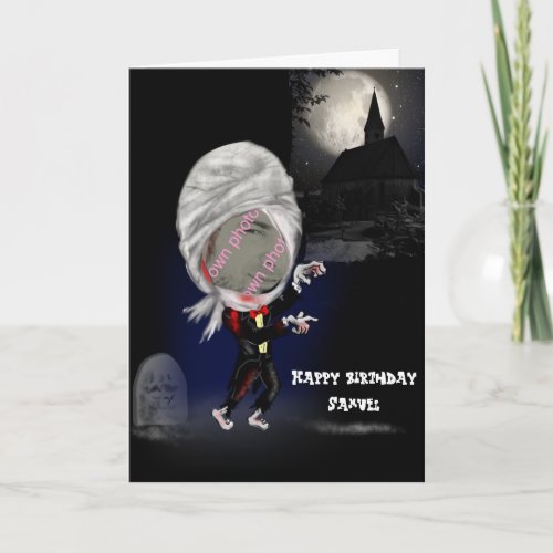 Add Photo Zombie Caricature Card personalize it Card