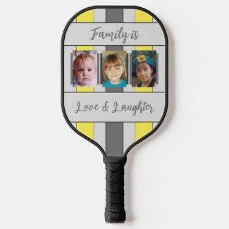 Add photos and a name stripes yellow grey