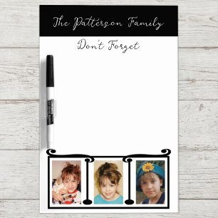 Add photos and family name don't forget black dry erase board