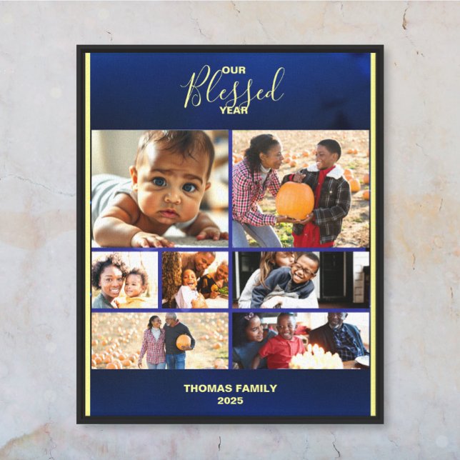 Add Photos Blessed Year Family Photo Collage Canvas Print (Add Photos Blessed Year Family Photo Collage Canvas Print)