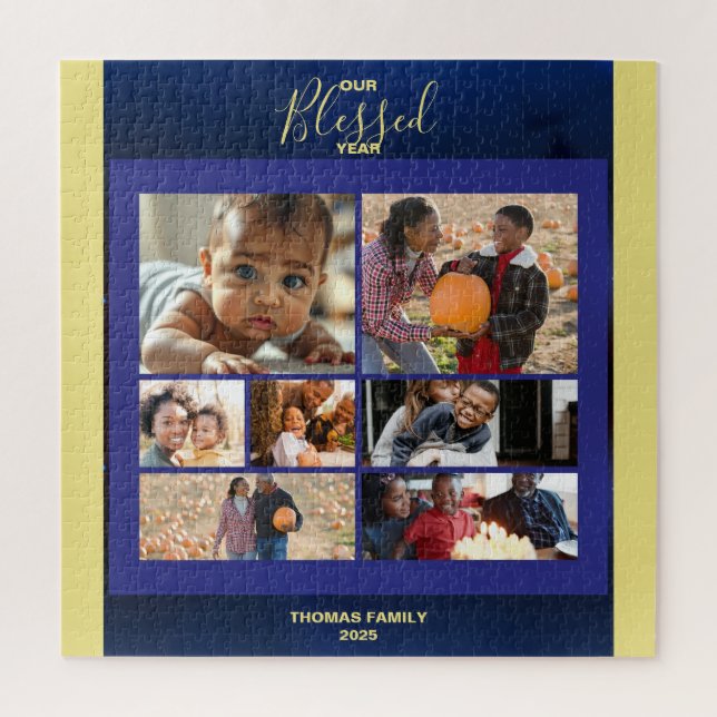 Add Photos Blessed Year Family Photo Collage Jigsaw Puzzle (Vertical)