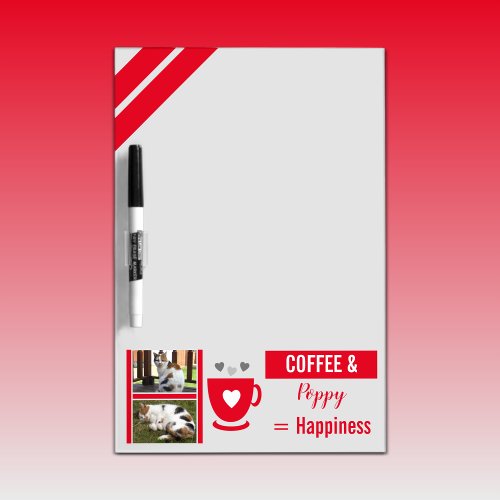 Add photos cat pet coffee lover red dry erase board