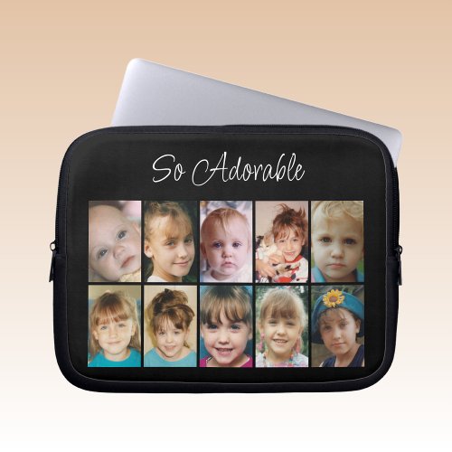 Add photos collage so adorable black and white laptop sleeve