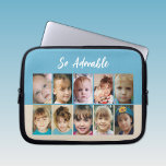 Add photos collage so adorable blue sand laptop sleeve<br><div class="desc">Laptop sleeve gift idea.
So adorable.
Replace the 10 photos with your own.
Blue,  sand and white</div>