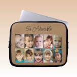 Add photos collage so adorable brown black laptop sleeve<br><div class="desc">Laptop sleeve gift idea.
So adorable.
Replace the 10 photos with your own.
Brown and black.</div>