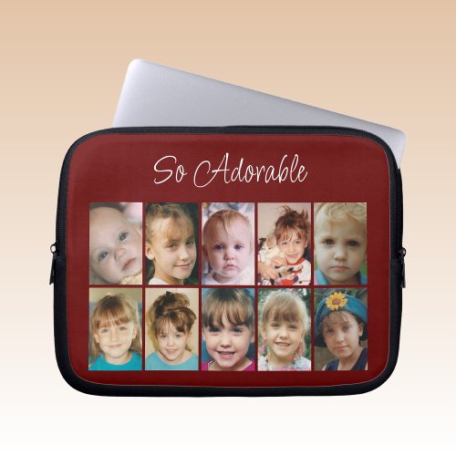 Add photos collage so adorable burgundy white laptop sleeve