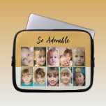 Add photos collage so adorable gold green laptop sleeve<br><div class="desc">Laptop sleeve gift idea.
So adorable.
Replace the 10 photos with your own.
Gold,  pale green and black</div>