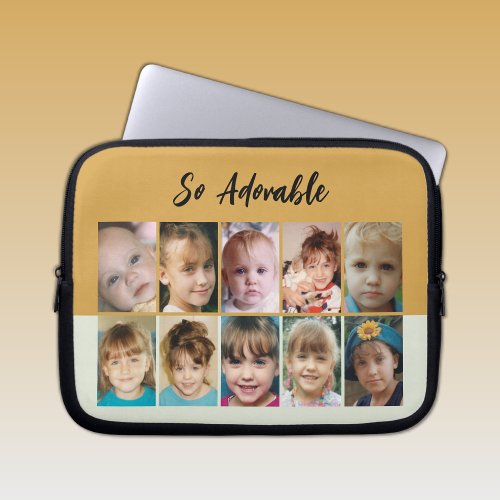 Add photos collage so adorable gold green laptop sleeve