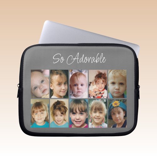 Add photos collage so adorable grey and white laptop sleeve