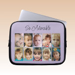 Add photos collage so adorable lilac black laptop sleeve<br><div class="desc">Laptop sleeve gift idea.
So adorable.
Replace the 10 photos with your own.
Lilac and black.</div>