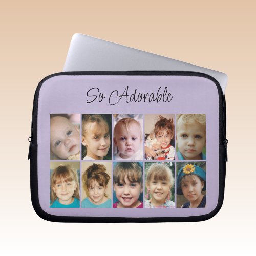 Add photos collage so adorable lilac black laptop sleeve