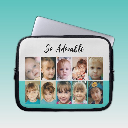 Add photos collage so adorable mint gray laptop sleeve