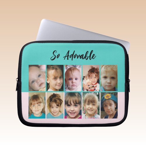 Add photos collage so adorable mint pink laptop sleeve