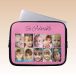 Add photos collage so adorable pink black laptop sleeve<br><div class="desc">Laptop sleeve gift idea.
So adorable.
Replace the 10 photos with your own.
Pink and black.</div>
