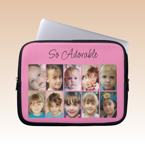 Add photos collage so adorable pink black laptop sleeve