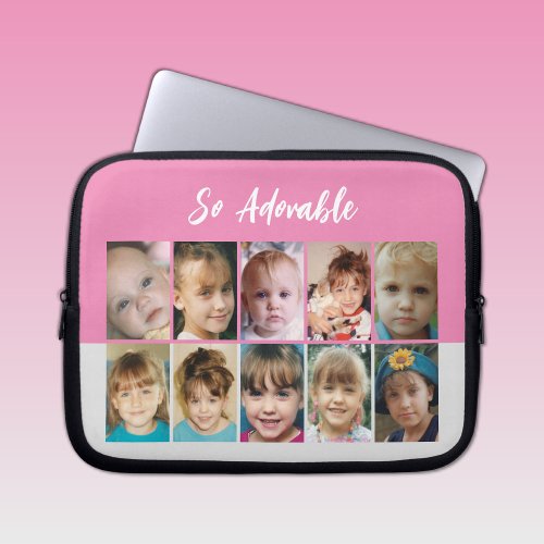 Add photos collage so adorable pink gray laptop sleeve