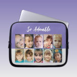Add photos collage so adorable purple grey laptop sleeve<br><div class="desc">Laptop sleeve gift idea.
So adorable.
Replace the 10 photos with your own.
Purple,  grey and white</div>