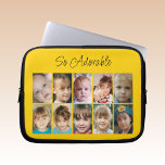 Add photos collage so adorable yellow black laptop sleeve<br><div class="desc">Laptop sleeve gift idea.
So adorable.
Replace the 10 photos with your own.
Yellow and black.</div>